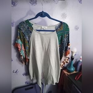 Umgee Women's Colorful Patchwork Blouse